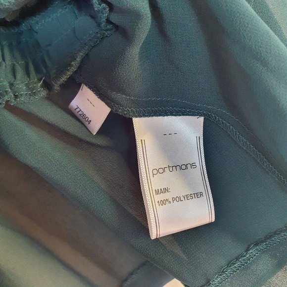 Portmans Sz 12 Top Blouse emerald green sheer Long Sleve Peplum ruffles NEW wrap - Picture 4 of 4